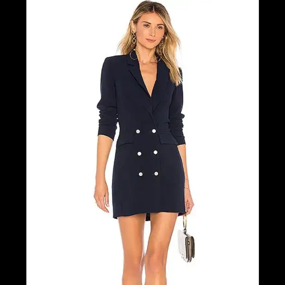 Superdown Navy Double-Breasted Blazer Dress